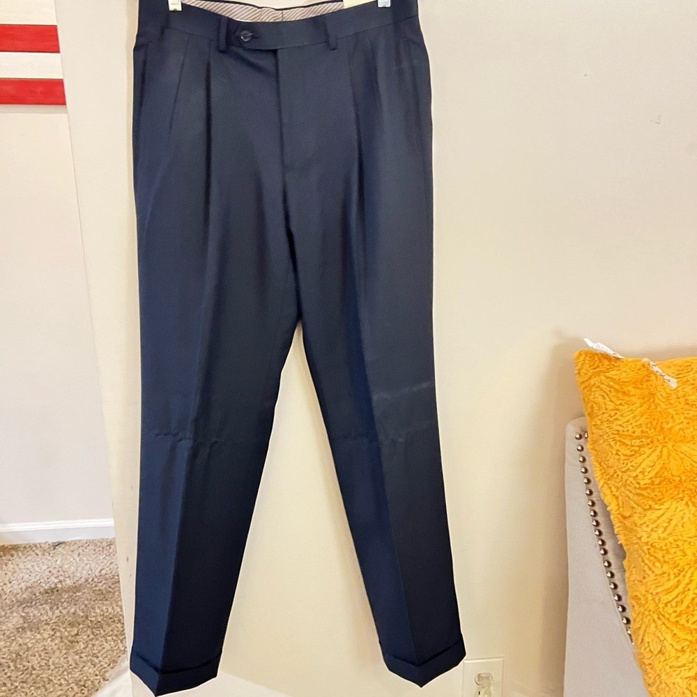 Nwt Ralph Lauren navy blue pleated & cuffed men’s dress pants